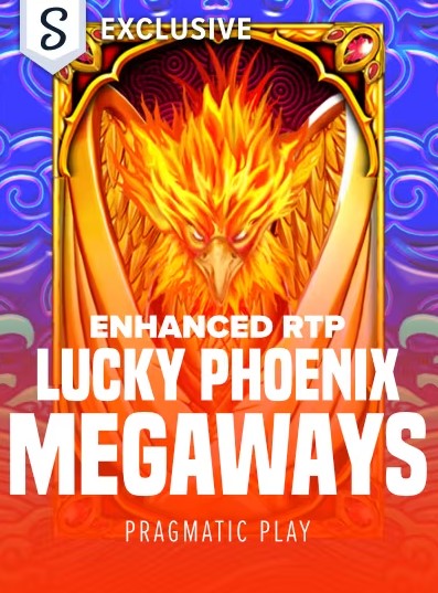 An animated portrayal with a twist of realism of a generous looking phoenix encrusted with gold frame work all around the outlined ‘Lucky Phoenix Megaways’ with the tagline ‘Enhanced RTP’ placed at the bottom.